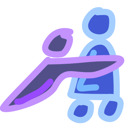 an image with light line art shows a purple figure tackling a blue figure.